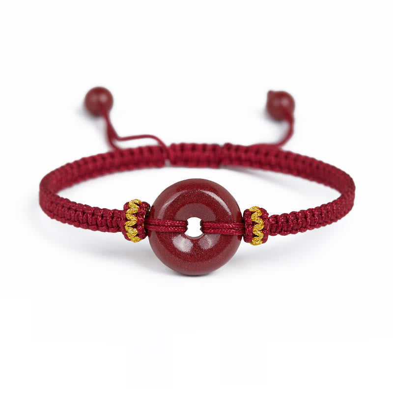Nimara Ritual Handmade Cinnabar Round Peace Buckle Concentration Braided Bracelet
