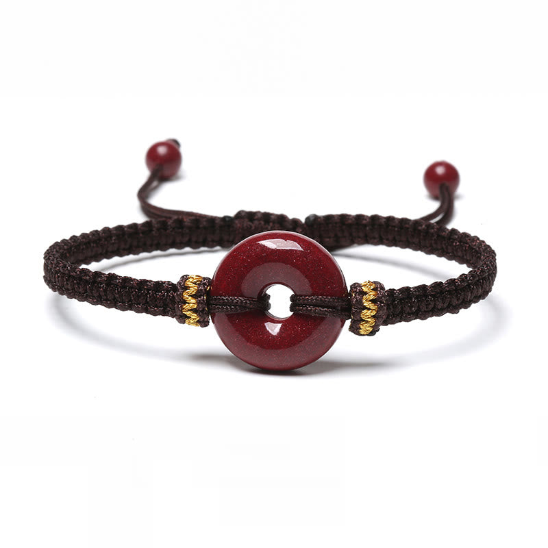 Nimara Ritual Handmade Cinnabar Round Peace Buckle Concentration Braided Bracelet