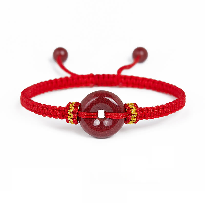 Nimara Ritual Handmade Cinnabar Round Peace Buckle Concentration Braided Bracelet