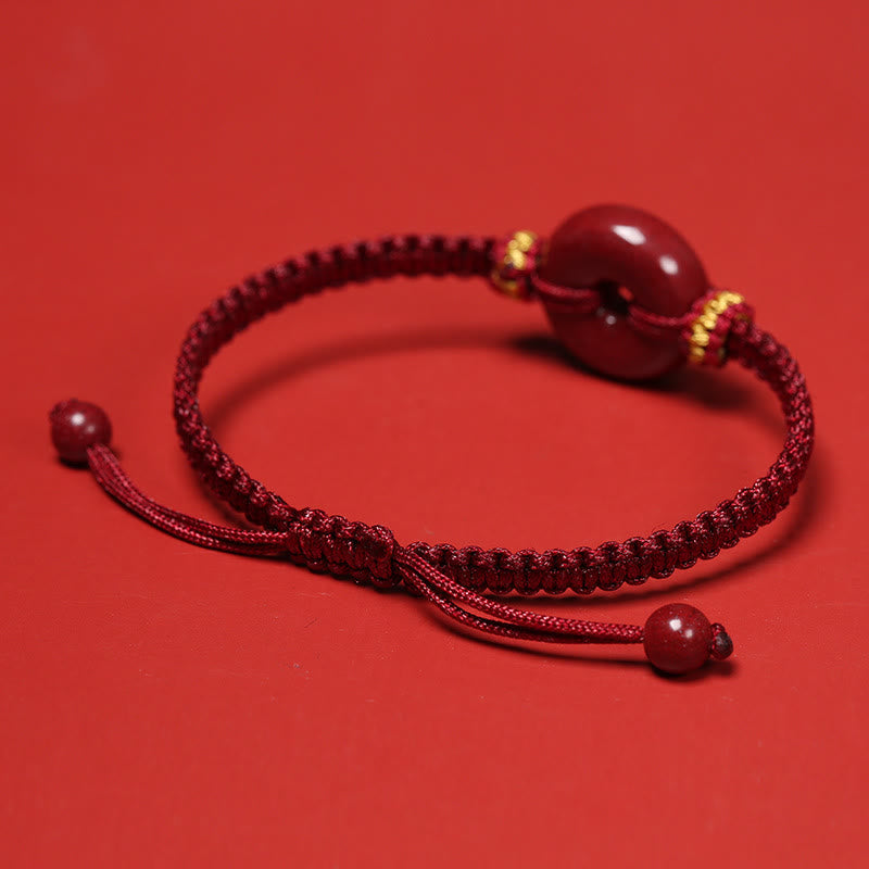 Nimara Ritual Handmade Cinnabar Round Peace Buckle Concentration Braided Bracelet