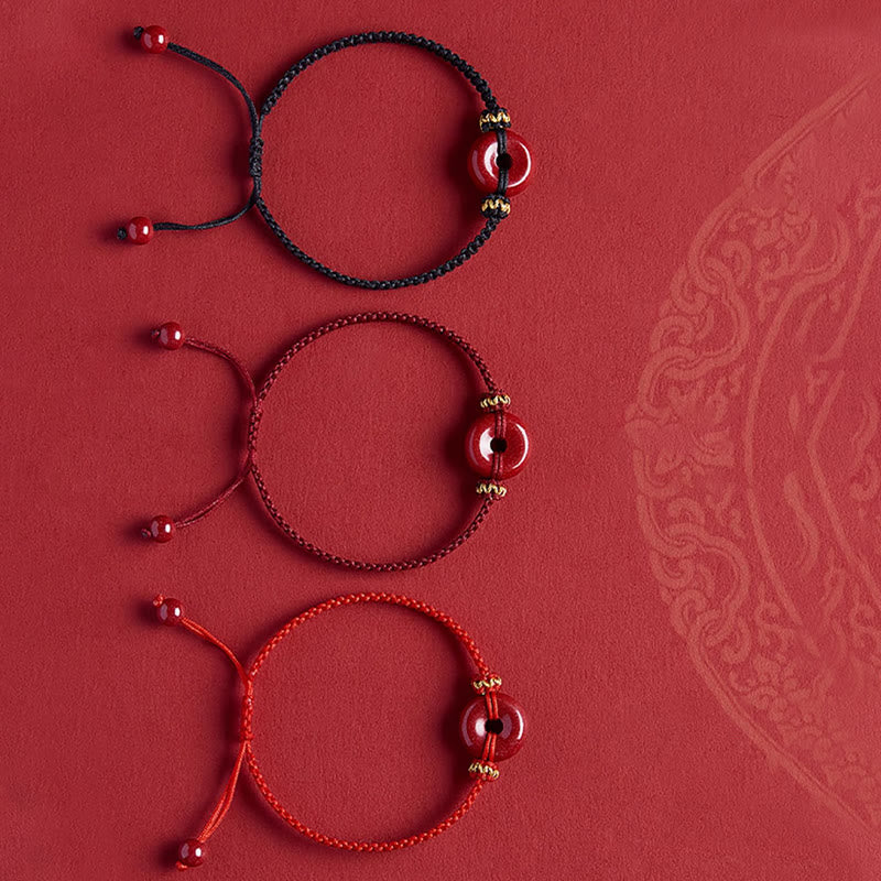 Nimara Ritual Handmade Cinnabar Round Peace Buckle Concentration Braided Bracelet
