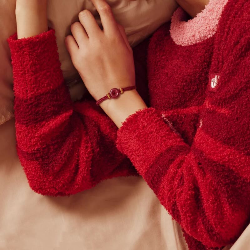 Nimara Ritual Handmade Cinnabar Round Peace Buckle Concentration Braided Bracelet