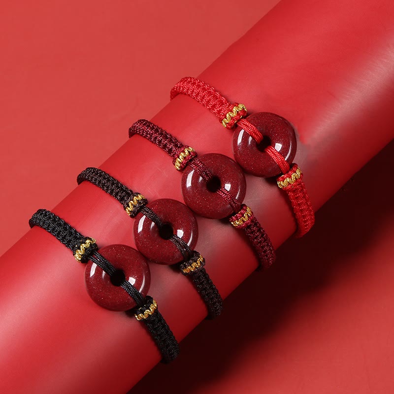 Nimara Ritual Handmade Cinnabar Round Peace Buckle Concentration Braided Bracelet