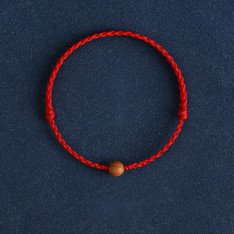 Nimara Ritual Natural Peach Wood Bead Ward Off Evil Spirits Braided Bracelet