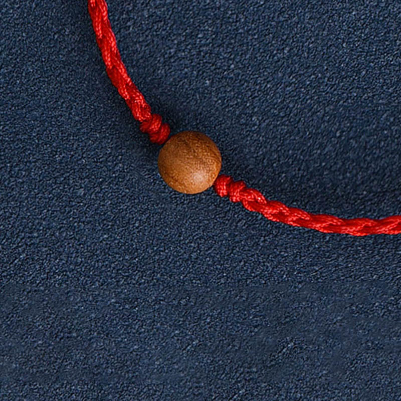 Nimara Ritual Natural Peach Wood Bead Ward Off Evil Spirits Braided Bracelet