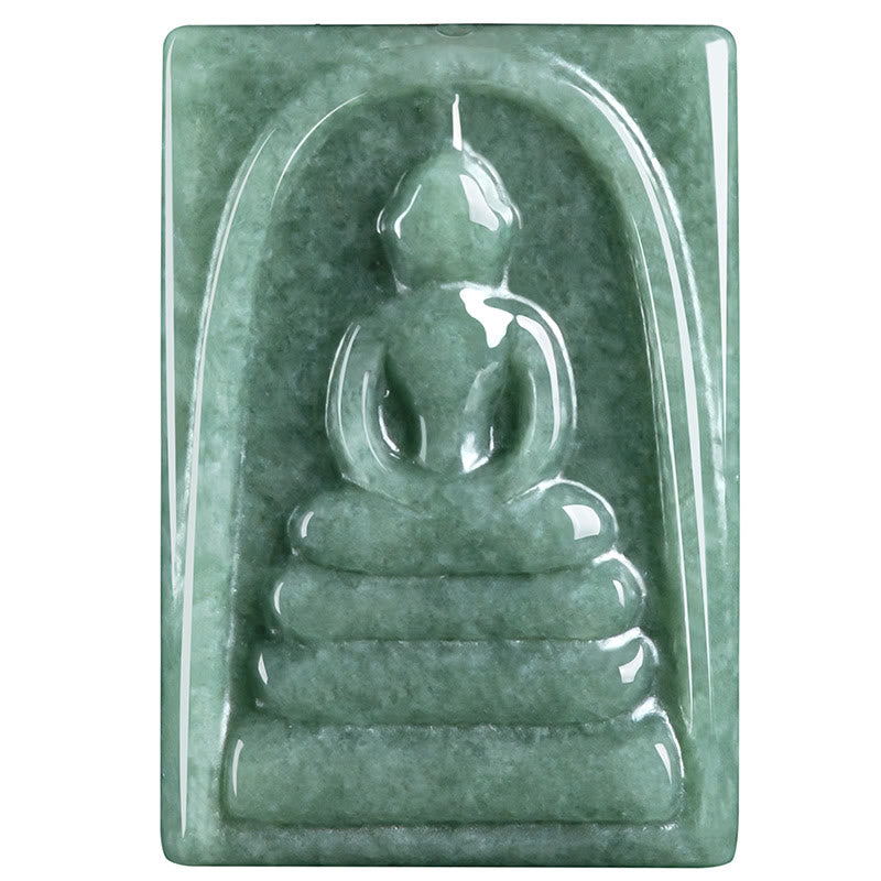 Nimara Ritual Formless Buddha Jade Square Amulet Prosperity String Necklace Pendant