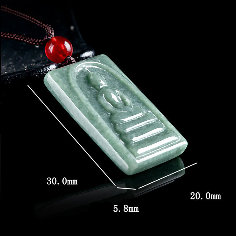 Nimara Ritual Formless Buddha Jade Square Amulet Prosperity String Necklace Pendant