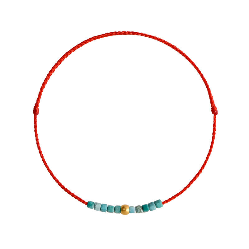 Nimara Ritual 999 Gold Beads Turquoise Protection Braided Bracelet Anklet