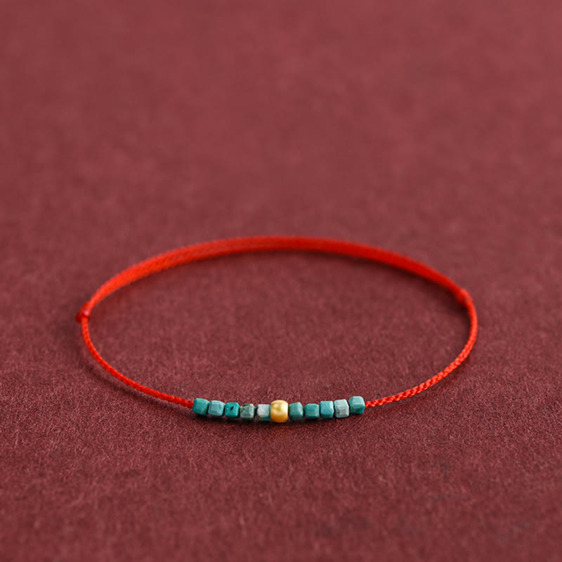Nimara Ritual 999 Gold Beads Turquoise Protection Braided Bracelet Anklet