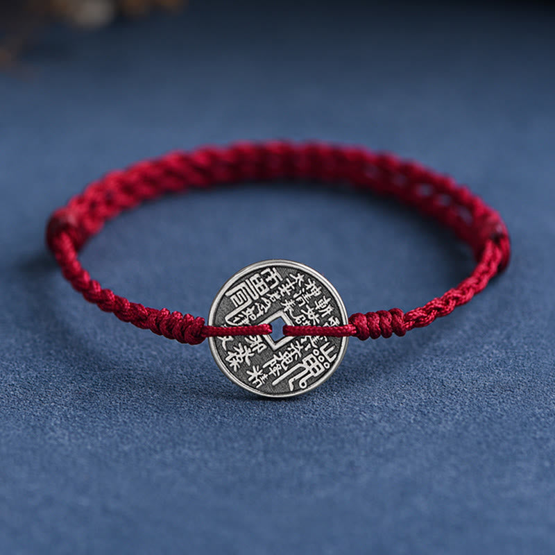 Nimara Ritual 925 Sterling Silver Coin Protection Braided Bracelet Anklet