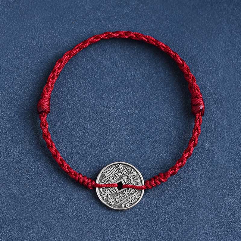Nimara Ritual 925 Sterling Silver Coin Protection Braided Bracelet Anklet