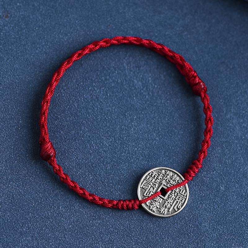 Nimara Ritual 925 Sterling Silver Coin Protection Braided Bracelet Anklet