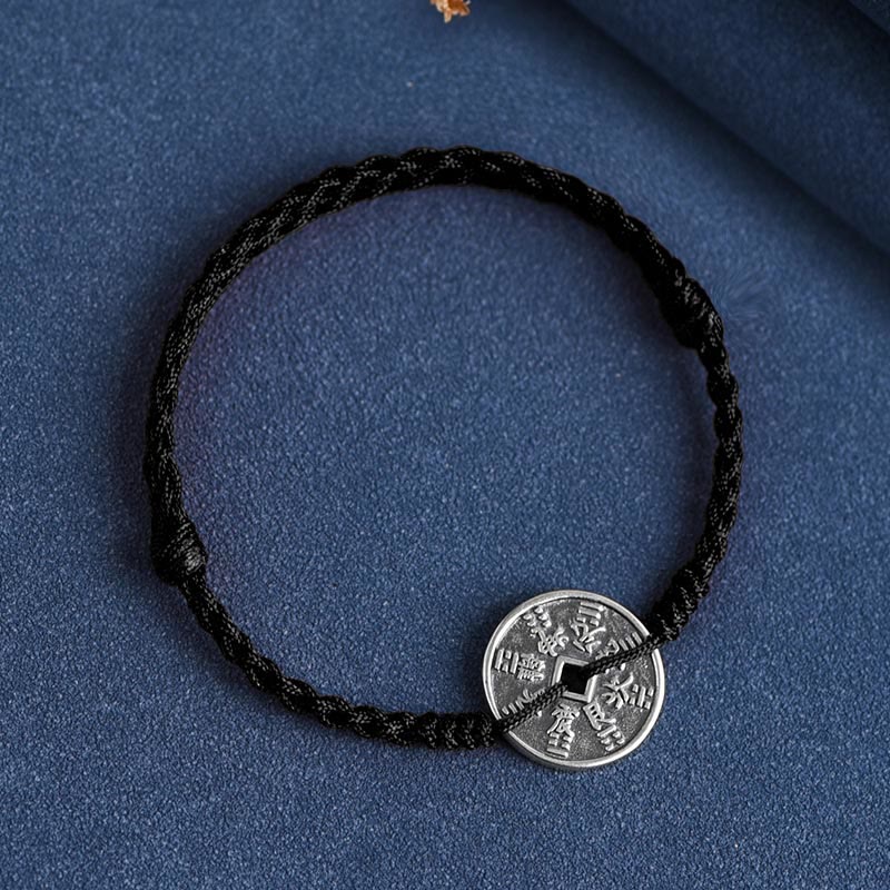 Nimara Ritual 925 Sterling Silver Coin Protection Braided Bracelet Anklet