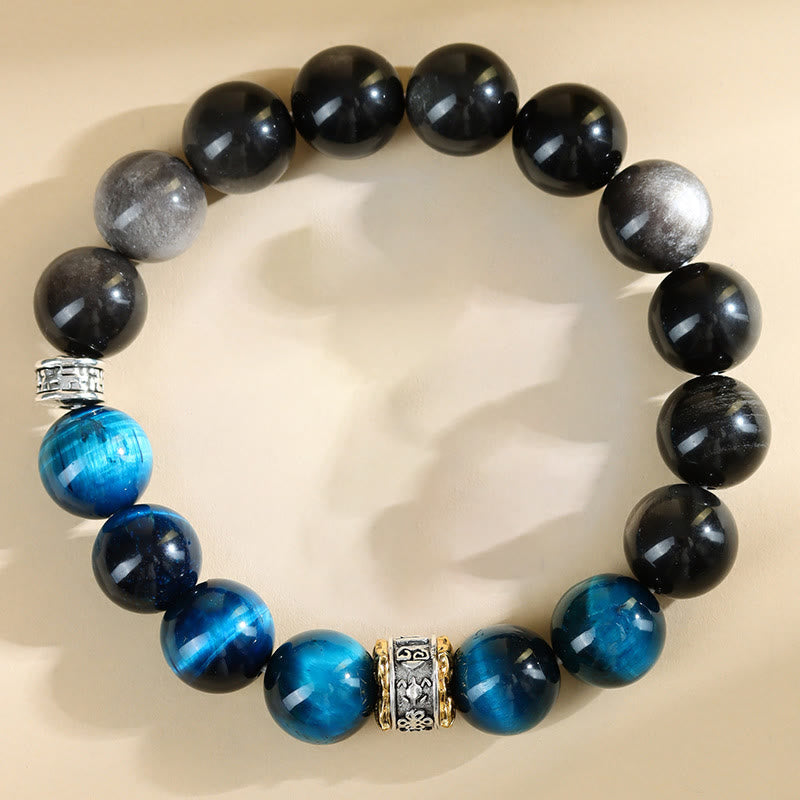 Nimara Ritual Blue Tiger Eye Silver Sheen Obsidian Strength Bracelet
