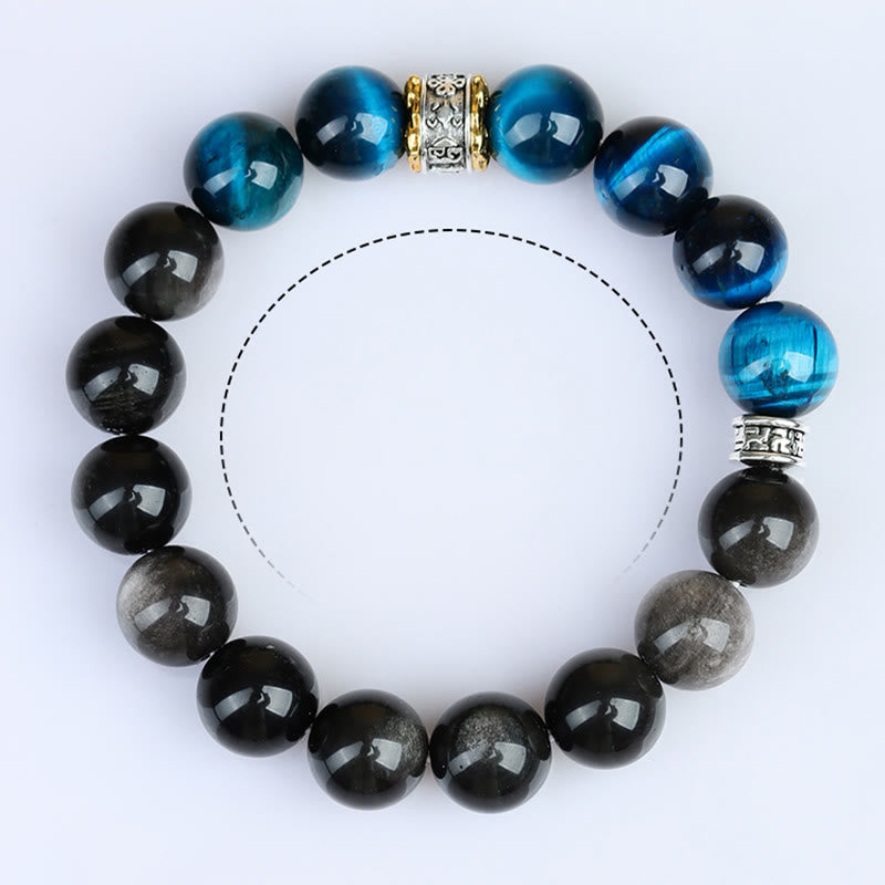 Nimara Ritual Blue Tiger Eye Silver Sheen Obsidian Strength Bracelet