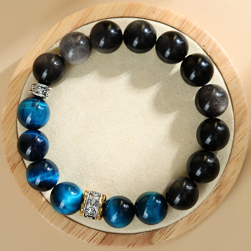 Nimara Ritual Blue Tiger Eye Silver Sheen Obsidian Strength Bracelet