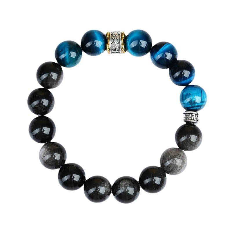 Nimara Ritual Blue Tiger Eye Silver Sheen Obsidian Strength Bracelet