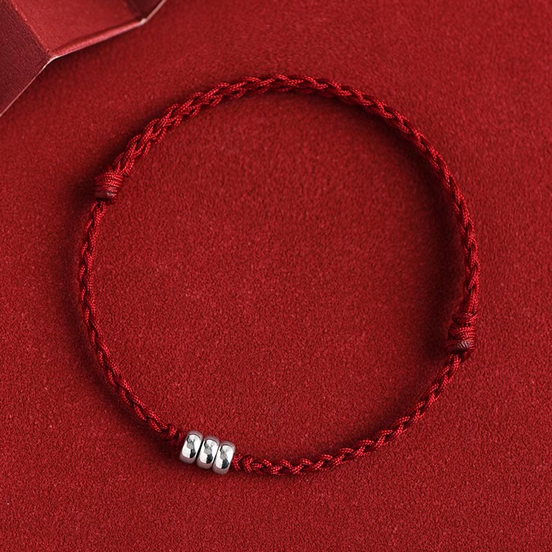 Nimara Ritual 925 Sterling Silver Beads Protection Luck Braided Bracelet Anklet