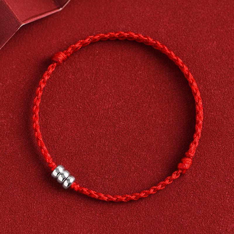 Nimara Ritual 925 Sterling Silver Beads Protection Luck Braided Bracelet Anklet