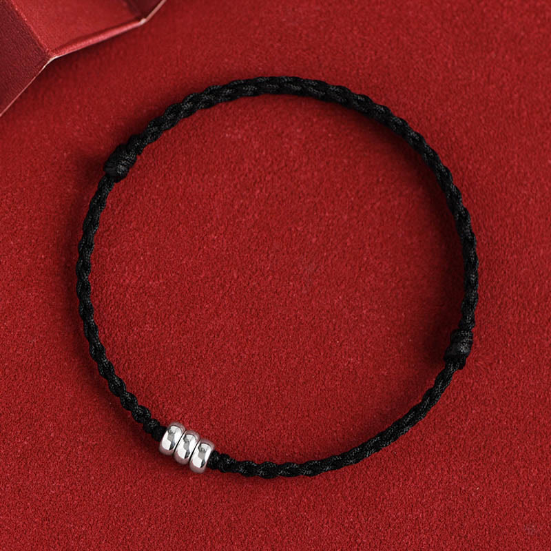 Nimara Ritual 925 Sterling Silver Beads Protection Luck Braided Bracelet Anklet