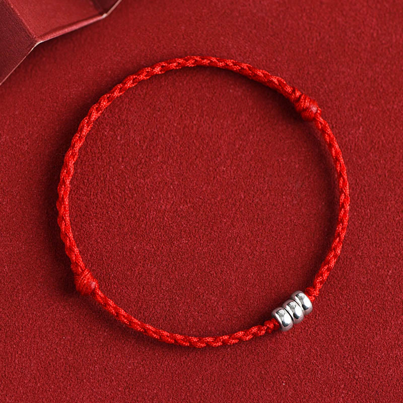 Nimara Ritual 925 Sterling Silver Beads Protection Luck Braided Bracelet Anklet