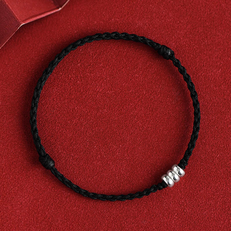 Nimara Ritual 925 Sterling Silver Beads Protection Luck Braided Bracelet Anklet