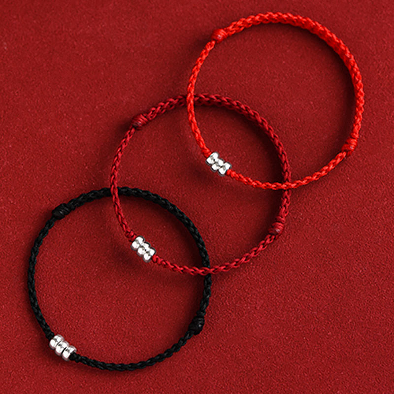 Nimara Ritual 925 Sterling Silver Beads Protection Luck Braided Bracelet Anklet