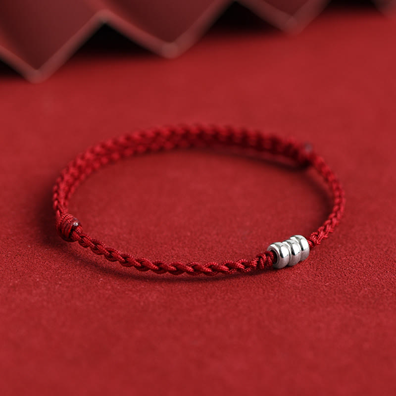 Nimara Ritual 925 Sterling Silver Beads Protection Luck Braided Bracelet Anklet