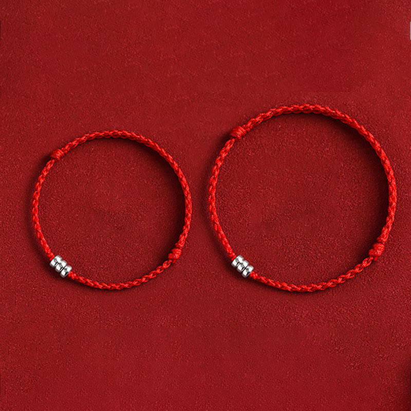 Nimara Ritual 925 Sterling Silver Beads Protection Luck Braided Bracelet Anklet