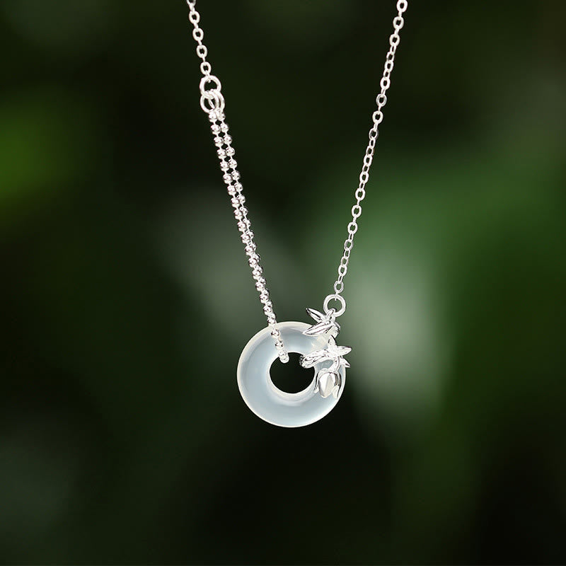Nimara Ritual 925 Sterling Silver Tulip Chalcedony Peace Buckle Fortune Necklace Pendant