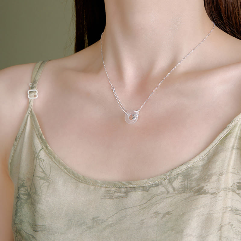 Nimara Ritual 925 Sterling Silver Tulip Chalcedony Peace Buckle Fortune Necklace Pendant