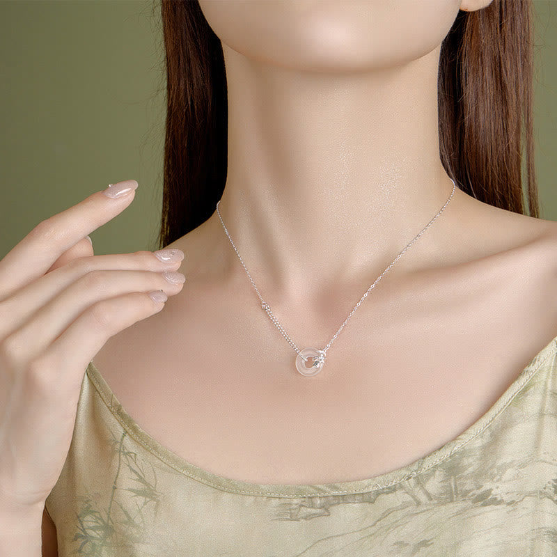 Nimara Ritual 925 Sterling Silver Tulip Chalcedony Peace Buckle Fortune Necklace Pendant