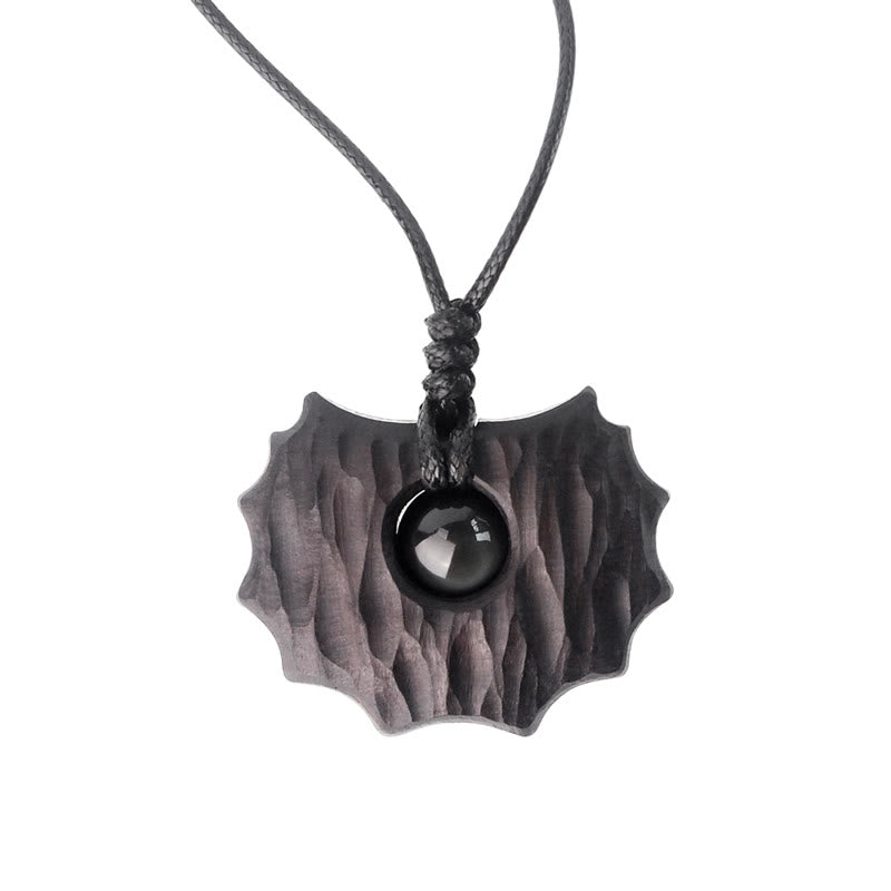 Nimara Ritual Ebony Wood Obsidian Irregular Shape Peace Calm Necklace Pendant