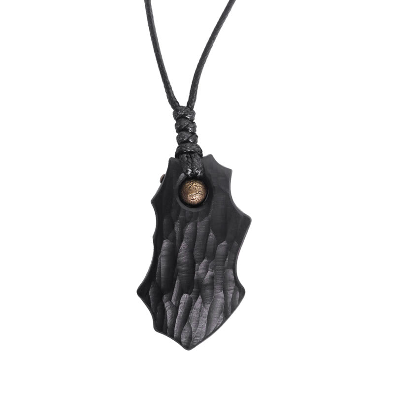 Nimara Ritual Ebony Wood Irregular Shape Copper Bead Peace Calm Necklace Pendant