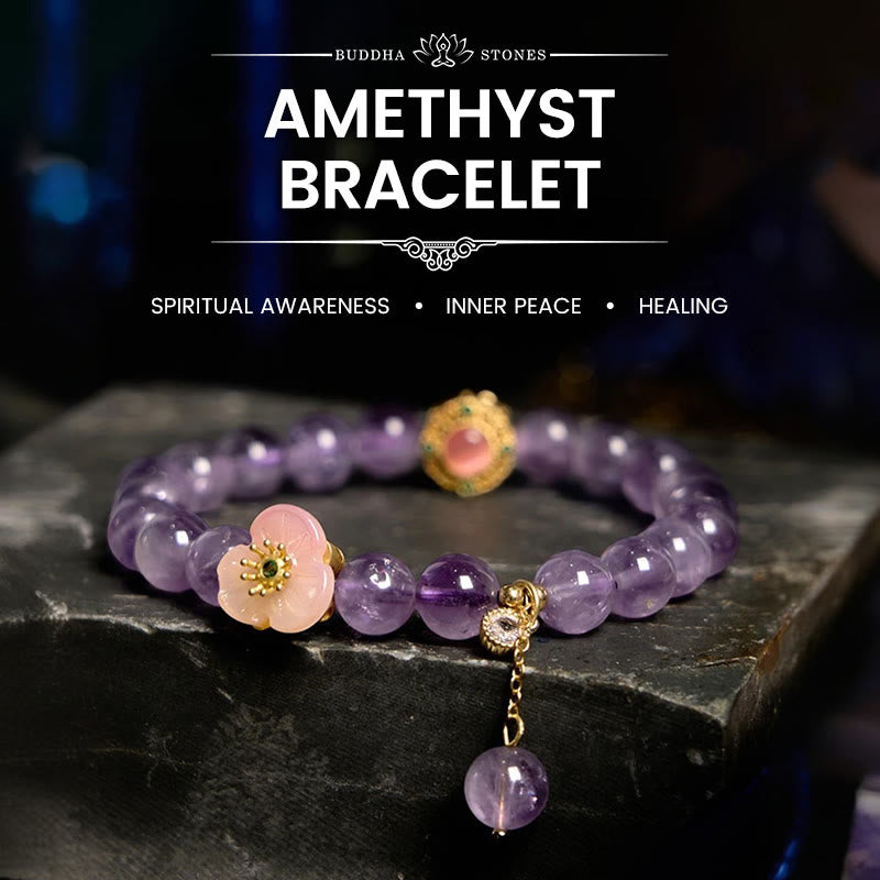 Nimara Ritual Amethyst Peach Blossom Fortune Meditation Bracelet