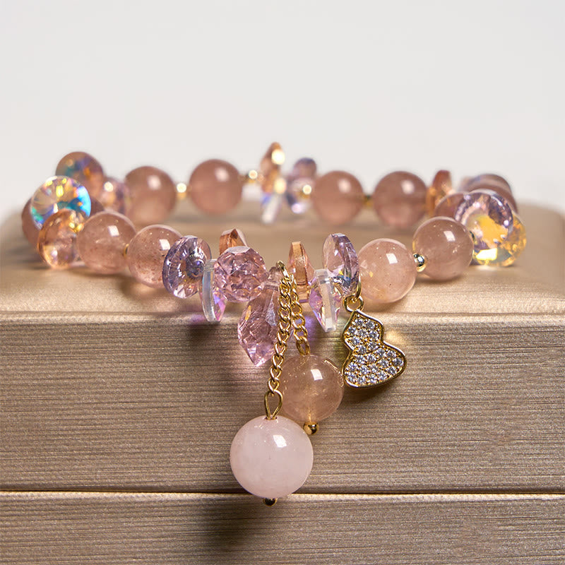 Nimara Ritual Strawberry Quartz Crystal Gourd Positive Bracelet