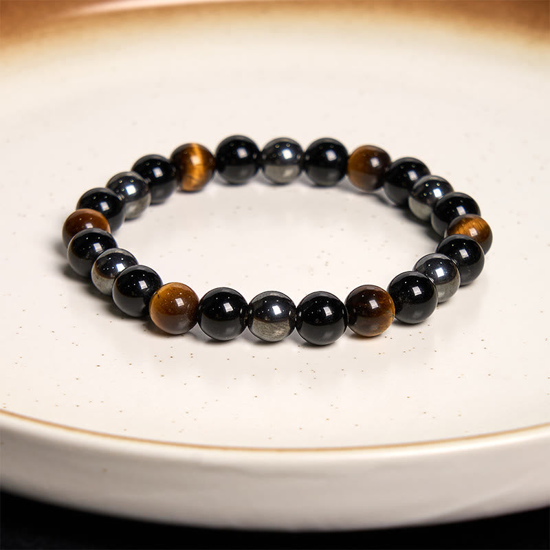 Nimara Ritual Natural Tiger's Eye Obsidian Hematite Positive Powerful Bracelet