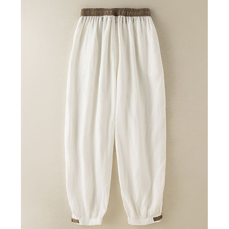 Nimara Ritual Plain Cotton Drawstring Women's Harem Pants With Pockets