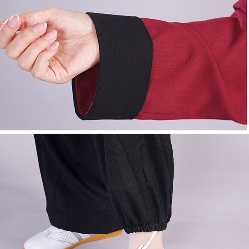 Nimara Ritual 2Pcs Fall Winter Frog-Button Tai Chi Meditation Qigong Zen Practice Unisex Cotton Linen Clothing Set
