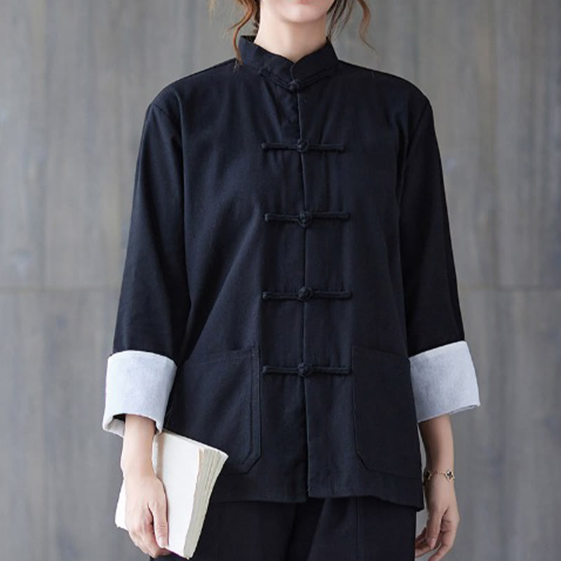 Nimara Ritual Women's Frog-Button Long Sleeve Shirt Pants Meditation Clothing