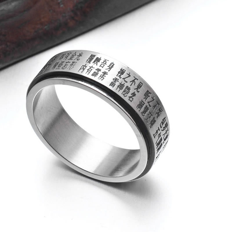 Nimara Ritual Bagua Yin Yang Chinese Characters Titanium Steel Balance Rotatable Ring