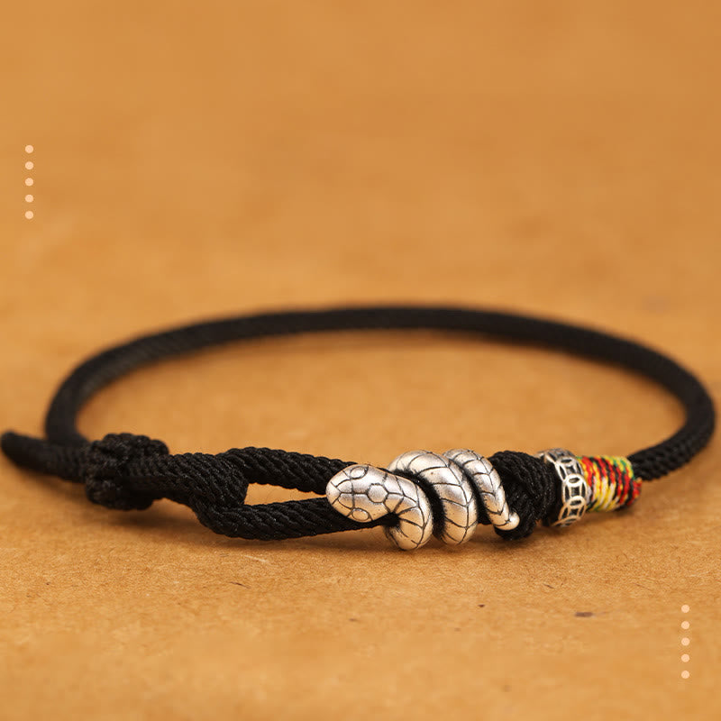 Nimara Ritual Red String 925 Sterling Silver Year of the Snake Coin Ring Snake Luck Bracelet