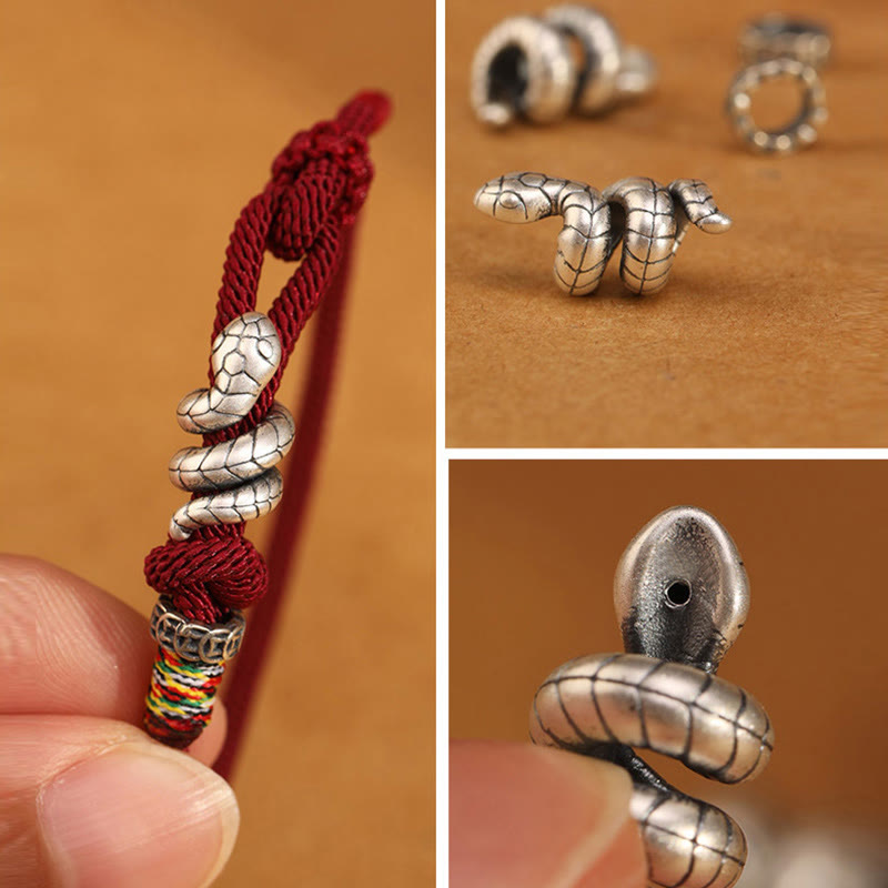 Nimara Ritual Red String 925 Sterling Silver Year of the Snake Coin Ring Snake Luck Bracelet