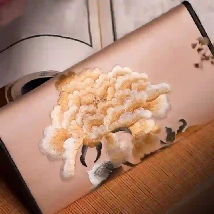 Nimara Ritual Peony Flower Su Embroidery Journey Shopping Long Purse Handbag