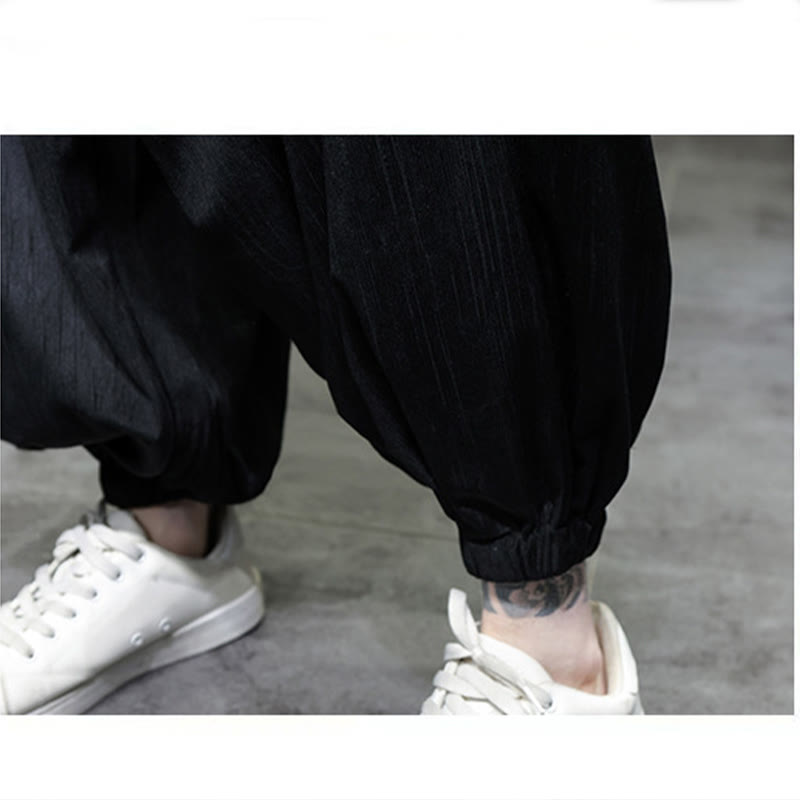 Nimara Ritual Solid Color Corduroy Drawstring Thermal Men's Harem Pants With Pockets