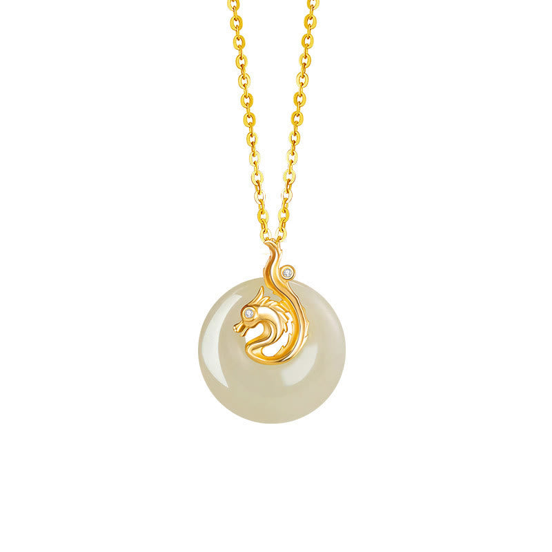 Nimara Ritual Chinese Zodiac Hetian Jade 925 Sterling Silver Abundance Necklace Pendant