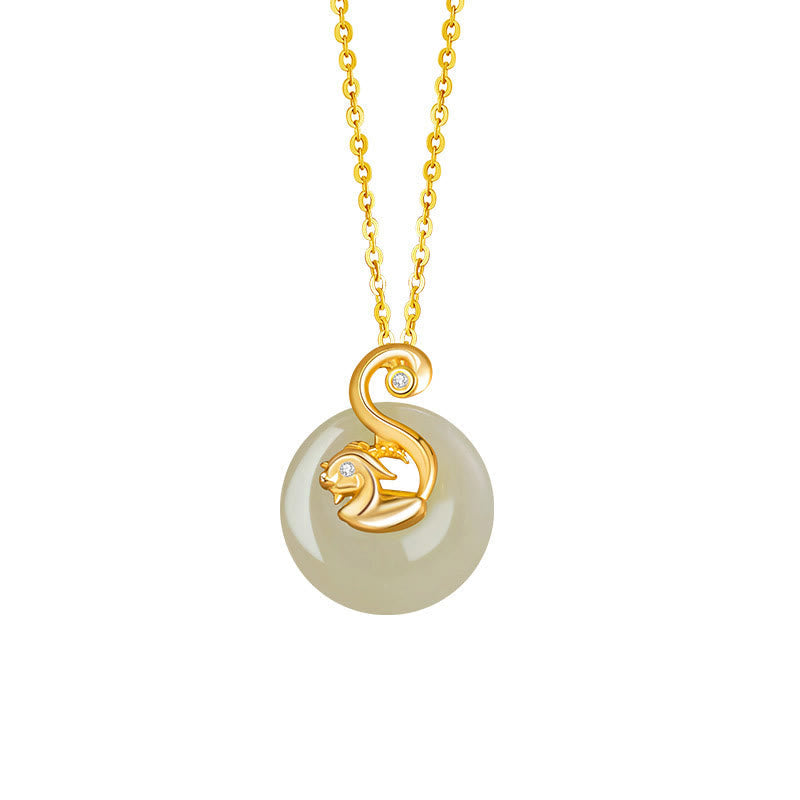 Nimara Ritual Chinese Zodiac Hetian Jade 925 Sterling Silver Abundance Necklace Pendant