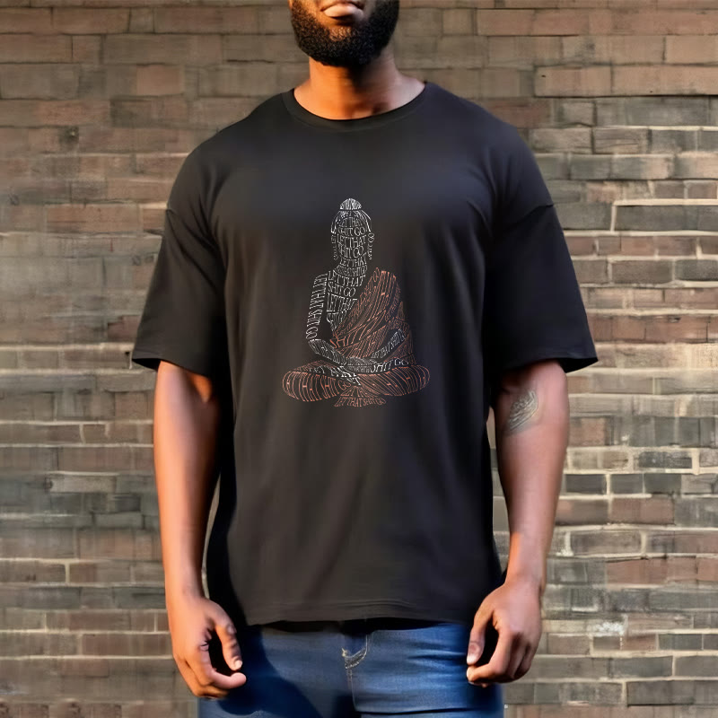 Nimara Ritual Meditating Buddha Let That Shit Go Pattern Tee T-shirt