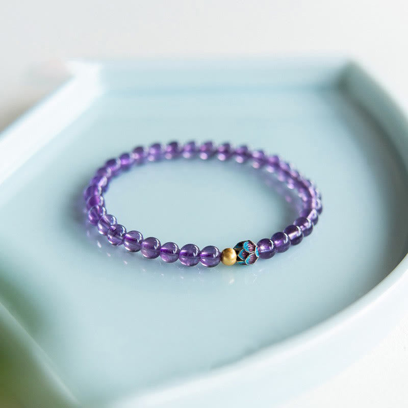 Nimara Ritual Natural Amethyst Lotus Spiritual Awareness Bracelet