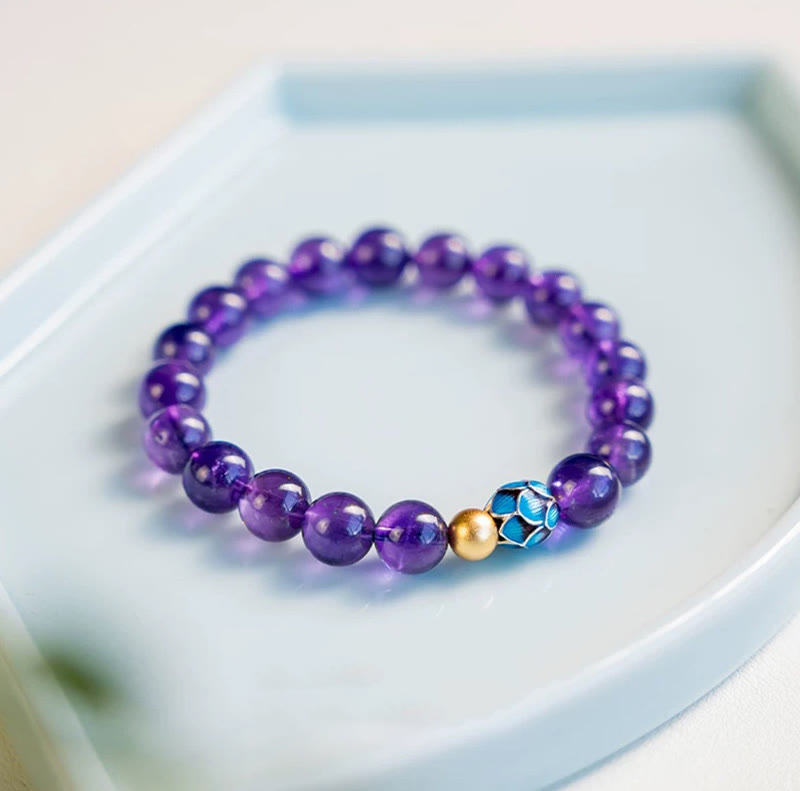 Nimara Ritual Natural Amethyst Lotus Spiritual Awareness Bracelet